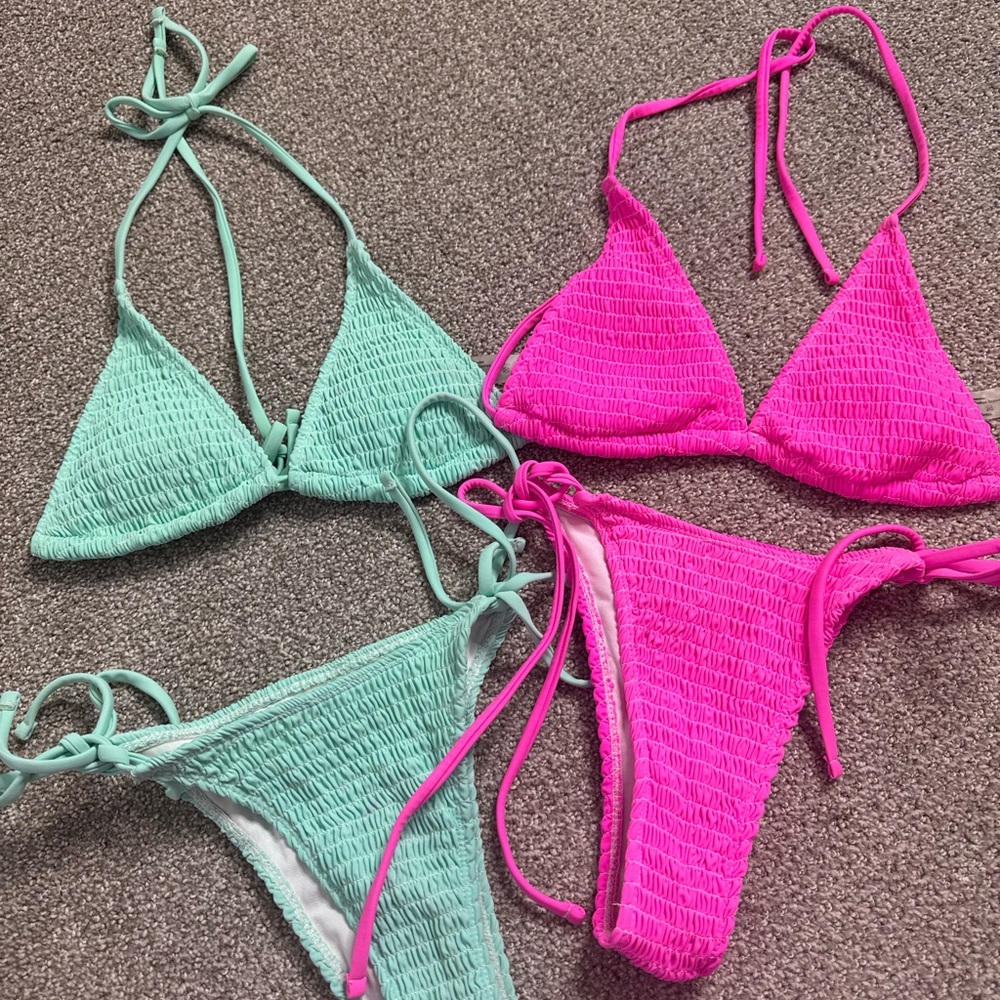 Textured Tie-Side Bikini Set